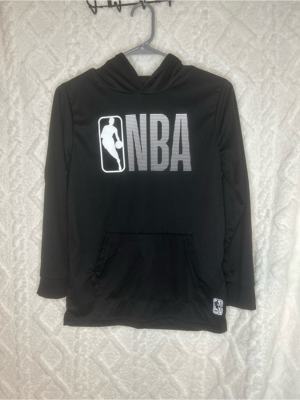 NBA Youth Black Hooded Pullover with White Logo